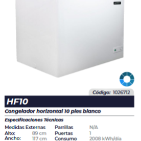 Congelador horizontal